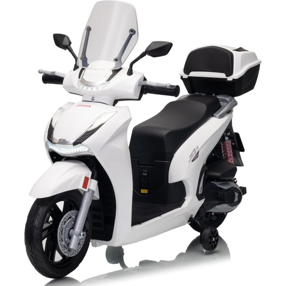 Honda SH 350i Sport Moto Elettrica Scooter Per Bambini 12V Ruote Gomma Bauletto MP3 Luci a Led Sedile in Pelle Full Optional