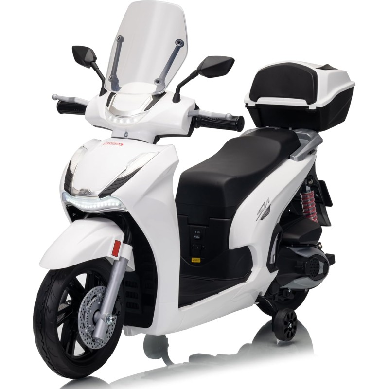 Honda SH 350i Sport Moto Elettrica Scooter Per Bambini 12V Ruote Gomma Bauletto MP3 Luci a Led Sedile in Pelle Full Optional