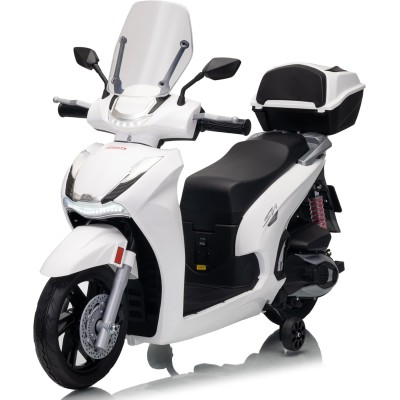 Honda SH 350i Sport Moto Elettrica Scooter Per Bambini 12V Ruote Gomma Bauletto MP3 Luci a Led Sedile in Pelle Full Optional