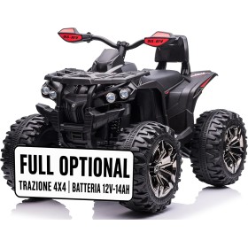 Quad Elettrico 4x4 per Bambini con 4 Potenti Motori Batteria Potenziata 12V - 14Ah Jungle ATV Ammortizzatori Luci LED fino 30 kg