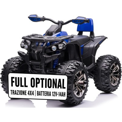 Quad Elettrico 4x4 per Bambini con 4 Potenti Motori Batteria Potenziata 12V - 14Ah Jungle ATV Ammortizzatori Luci LED fino 30 kg