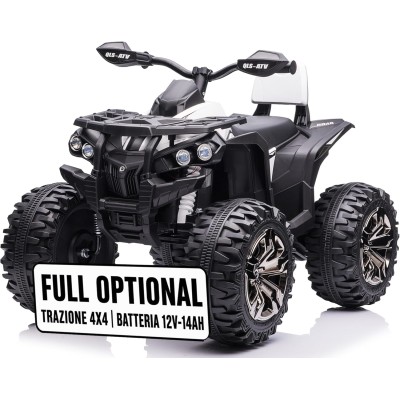 Quad Elettrico 4x4 per Bambini con 4 Potenti Motori Batteria Potenziata 12V - 14Ah Jungle ATV Ammortizzatori Luci LED fino 30 kg