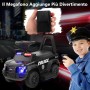 Macchina Polizia Elettrica Cavalcabile per Bambini 6V con Sirena Megafono Luci Led Lampeggianti realistici Schienale