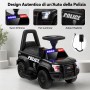 Macchina Polizia Elettrica Cavalcabile per Bambini 6V con Sirena Megafono Luci Led Lampeggianti realistici Schienale