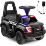 Macchina Polizia Elettrica Cavalcabile per Bambini 6V con Sirena Megafono Luci Led Lampeggianti realistici Schienale