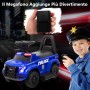 Macchina Polizia Elettrica Cavalcabile per Bambini 6V con Sirena Megafono Luci Led Lampeggianti realistici Schienale