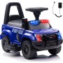 Macchina Polizia Elettrica Cavalcabile per Bambini 6V con Sirena Megafono Luci Led Lampeggianti realistici Schienale