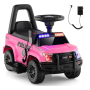 Macchina Polizia Elettrica Cavalcabile per Bambini 6V con Sirena Megafono Luci Led Lampeggianti realistici Schienale