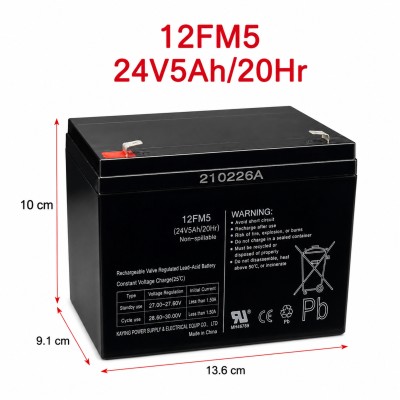 Batteria Ricaricabile 24V 5Ah AGM al Piombo per Auto Elettriche, Quad e Moto Bambini