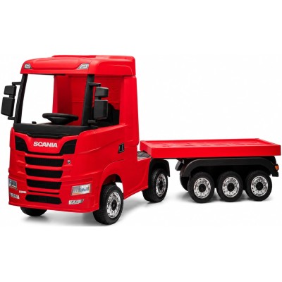 Camion Elettrico Scania 500R per Bambini 12V con Rimorchio Sedile in Pelle Telecomando Full Optional