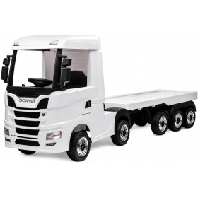 Camion Elettrico Scania 500R per Bambini 12V con Rimorchio Sedile in Pelle Telecomando Full Optional