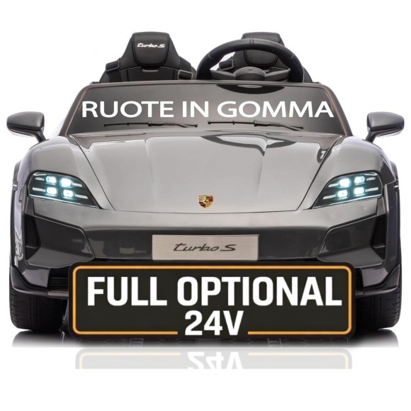 Auto Elettrica Porsche Taycan 24V Macchina per Bambini 2 Posti Reali con Ruote in Gomma Telecomando