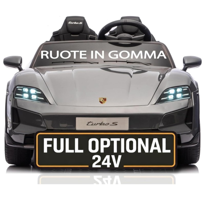 Auto Elettrica Porsche Taycan 24V Macchina per Bambini 2 Posti Reali con Ruote in Gomma Telecomando