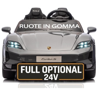 Auto Elettrica Porsche Taycan 24V Macchina per Bambini 2 Posti Reali con Ruote in Gomma Telecomando