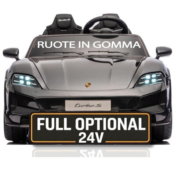 Auto Elettrica Porsche Taycan 24V Macchina per Bambini 2 Posti Reali con Ruote in Gomma Telecomando