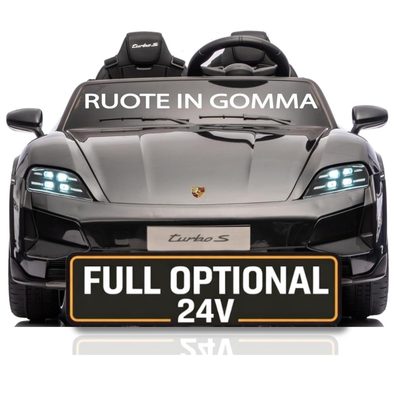 Auto Elettrica Porsche Taycan 24V Macchina per Bambini 2 Posti Reali con Ruote in Gomma Telecomando