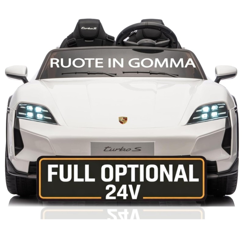 Auto Elettrica Porsche Taycan 24V Macchina per Bambini 2 Posti Reali con Ruote in Gomma Telecomando
