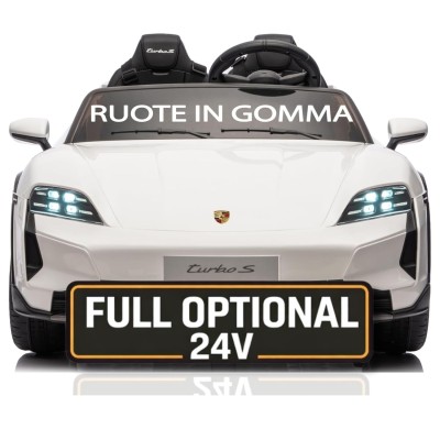 Auto Elettrica Porsche Taycan 24V Macchina per Bambini 2 Posti Reali con Ruote in Gomma Telecomando