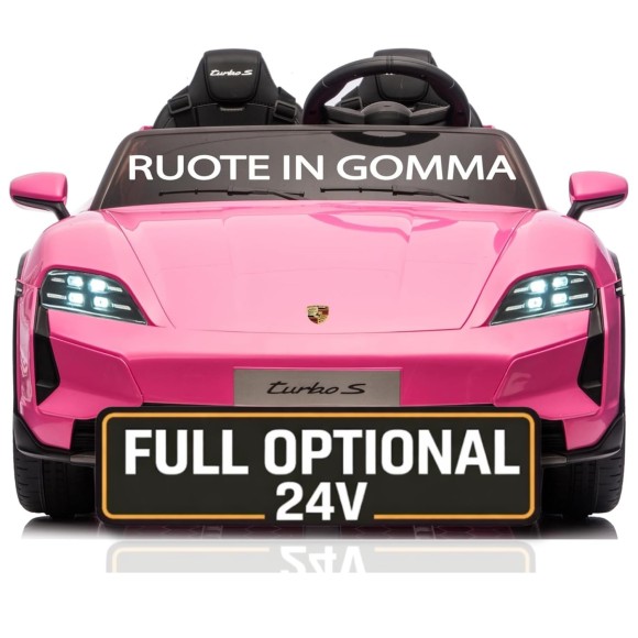 Auto Elettrica Porsche Taycan 24V Macchina per Bambini 2 Posti Reali con Ruote in Gomma Telecomando