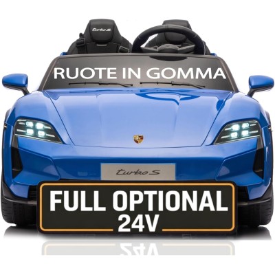 Auto Elettrica Porsche Taycan 24V Macchina per Bambini 2 Posti Reali con Ruote in Gomma Telecomando