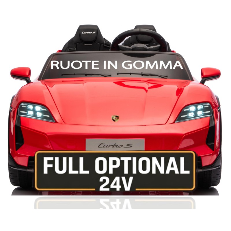 Auto Elettrica Porsche Taycan 24V Macchina per Bambini 2 Posti Reali con Ruote in Gomma Telecomando
