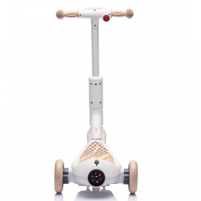Monopattino Elettrico per Bambini 6V a 3 Ruote con Luci LED 2 in 1 Elettrico e a Spinta Portata 30 kg - Beige