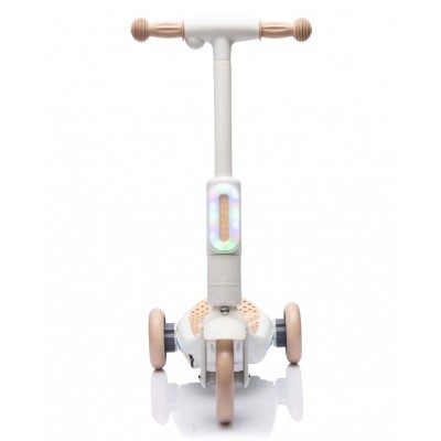 Monopattino Elettrico per Bambini 6V a 3 Ruote con Luci LED 2 in 1 Elettrico e a Spinta Portata 30 kg - Beige