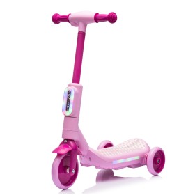 Monopattino Elettrico per Bambini 6V a 3 Ruote con Luci LED 2 in 1 Elettrico e a Spinta Portata 30 kg - Rosa
