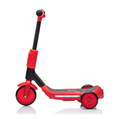 Monopattino Elettrico per Bambini 6V a 3 Ruote con Luci LED 2 in 1 Elettrico e a Spinta Portata 30 kg - Rosso