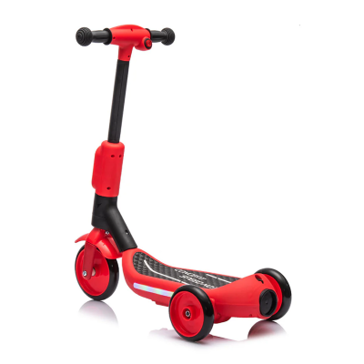 Monopattino Elettrico per Bambini 6V a 3 Ruote con Luci LED 2 in 1 Elettrico e a Spinta Portata 30 kg - Rosso