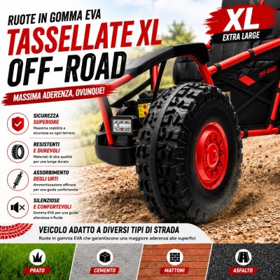 Auto Elettrica per Bambini 24V Viper X Buggy UTV 2 Posti con 2 Potenti Motori 6-12 Anni Velocità 15 km/h Ruote in Gomma