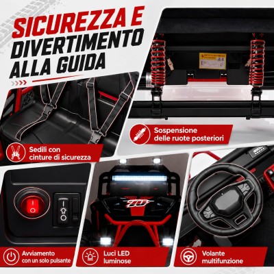 Auto Elettrica per Bambini 24V Viper X Buggy UTV 2 Posti con 2 Potenti Motori 6-12 Anni Velocità 15 km/h Ruote in Gomma