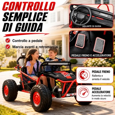 Auto Elettrica per Bambini 24V Viper X Buggy UTV 2 Posti con 2 Potenti Motori 6-12 Anni Velocità 15 km/h Ruote in Gomma