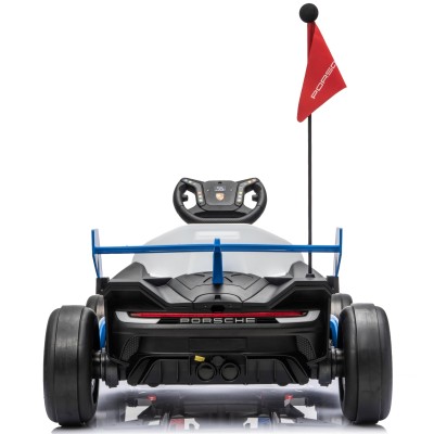 Go Kart Elettrico Porsche per Bambini 24V Ruote in Gomma Eva Nylon Sedile Regolabile 6-12 Anni Luci LED 2 Velocità Drift