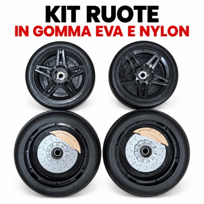 Kit 4 Ruote in Gomma EVA e Nylon Go-Kart BMW 24V e Porsche 24V per Auto Elettrica Bambini