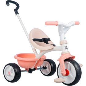 Smoby 7600740339 Triciclo Be Move rosa con asta sedile con cintura telaio in metallo ruota libera e pedali