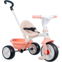 Smoby 7600740339 Triciclo Be Move rosa con asta sedile con cintura telaio in metallo ruota libera e pedali