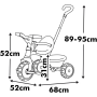 Smoby 7600740339 Triciclo Be Move rosa con asta sedile con cintura telaio in metallo ruota libera e pedali