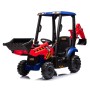 Trattore Cavalcabile Elettrico per Bambini JCB 24V Escavatore con Braccio Scavatore Bulldozer Retroescavatore 4 in 1
