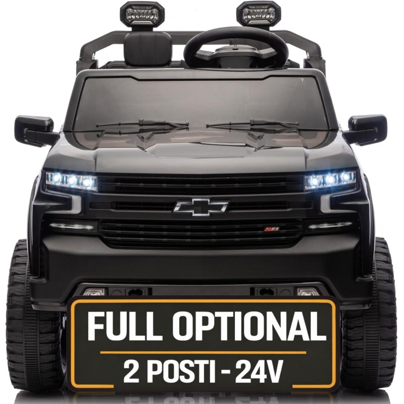 Macchina Elettrica Chevrolet Silverado ZR2 24V Maxi Fuoristrada 2 Posti per Bambini Telecomando Bluetooth Carico Massimo 60 Kg