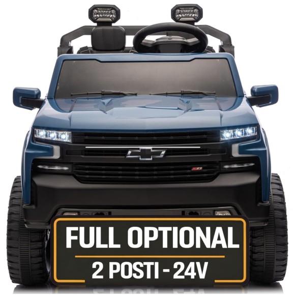 Macchina Elettrica Chevrolet Silverado ZR2 24V Maxi Fuoristrada 2 Posti per Bambini Telecomando Bluetooth Carico Massimo 60 Kg