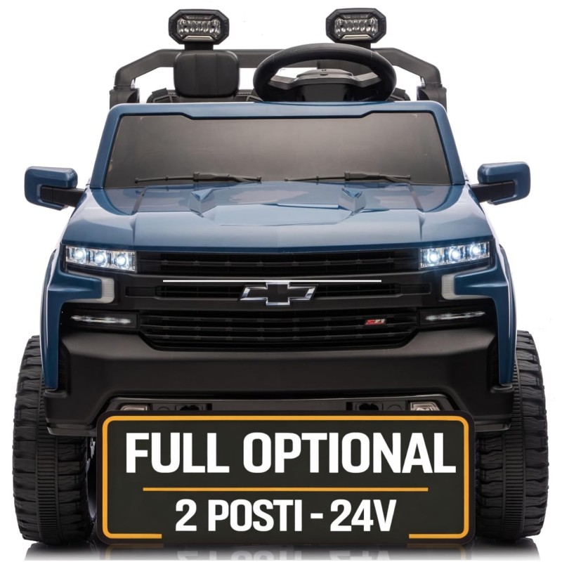 Macchina Elettrica Chevrolet Silverado ZR2 24V Maxi Fuoristrada 2 Posti per Bambini Telecomando Bluetooth Carico Massimo 60 Kg