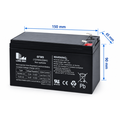 Batteria 12V - 9AH Ricaricabile al Piombo Sigillata Veicoli Elettrici per Bambini