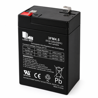 Batteria Ricaricabile 6V 4,5Ah AGM VRLA – Batteria al Piombo Sigillata per Auto Elettriche Bambini e Giocattoli Elettrici