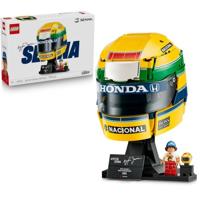 LEGO Editions 43024 Casco Ayrton Senna Merch da F1 Kit di Modellismo con Minifigure da Collezione