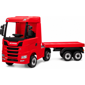 Camion Elettrico Scania 500R per Bambini 12V con Rimorchio Sedile in Pelle Telecomando Full Optional