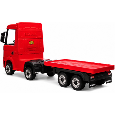 Camion Elettrico Scania 500R per Bambini 12V con Rimorchio Sedile in Pelle Telecomando Full Optional