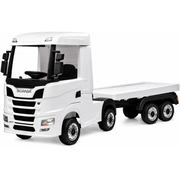Camion Elettrico Scania 500R per Bambini 12V con Rimorchio Sedile in Pelle Telecomando Full Optional