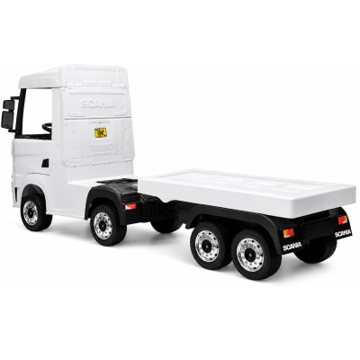 Camion Elettrico Scania 500R per Bambini 12V con Rimorchio Sedile in Pelle Telecomando Full Optional