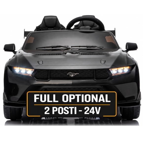 Ford Mustang GT 24V Auto Elettrica per Bambini 2 Posti con Telecomando Due Cinture a 3 Punti Luci LED Full Optional